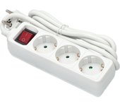Jandei - Regleta Alargadera Bloque con Interruptor, Color Blanco, Cable 2 Metros 16A 250V hasta 3650W. Color Blanco - 3 tomas /6 tomas