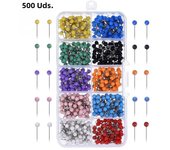 500 PCS/Set Map Tacks Push Pins Plastic Head with Steel Point, 4mm 11mm Cork Board Safety Colored Thumbtack Office School Supply