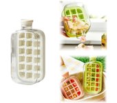 Cubiteras para congelador, 2 en 1, con tapa y recipiente, bandeja vertical con tapa para congelador, fácil de liberar (verde, 800 ml + 18 rejillas)