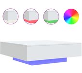 vidaXL Mesa de centro con luces LED 100x100x31 cm Blanco, Negro, Roble Sonoma Mesita de Salón o Comedor o Auxiliar Mesa de Café Meuble Salón