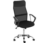 HOMCOM Silla de Oficina Giratoria Ergonómica Sillón de Escritorio de Malla con Ruedas de PVC Respaldo Alto Carga 120kg Negro
