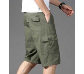 Men Cropped Cargo Shorts Men's Casual Sports Pants Zipper Pocket Summer Cotton Shorts Running Jogger Shorts Elastic Waist