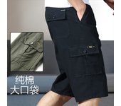 Mens Cargo Shorts Knee Pants Zipper Pocket Summer Cotton Shorts Climbing Jogger Elastic Waist Sports Wear