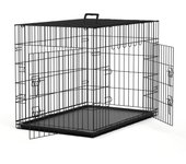 Nobleza - Jaula Metálica para Perros,Jaula para Mascotas con 2 Puertas, Bandeja Base de Plástico Resistente a la Masticación y Asa de Transport - Negro