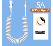 66W 5A USB Type C Data Cable 3A Micro USB Spring Pull Telescopic Fast Charging Cable for Sumsung Xiaomi POCO Huawei Honor LG