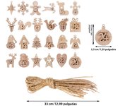 1-24 Numbers Christmas Advent Calendar Countdown Wooden Pendant Xmas Tree Number Hanging Ornament Gift Tag Christmas Party Decor