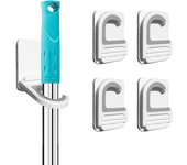 Colgador Escobas y Fregonas Pack 4 Unidades - Soporte Escobas Pared - Estantes de pared - Adhesivo Pared Sin Taladrar para Cocina, Baño, Exterior, Jardín, Garaje - Escobero - Colgador Adhesivo - MANLOZ