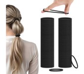 100 bandas elásticaspara el cabello de 4mm, sin metal, para Mujeres, Niñas, Niños, helbres, Cabello Grueso, color Negro