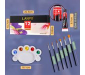 Pintura acrílica en set de 12, 24 o 36 colores (12ml) – Kit para pintura manual, DIY, resistente al agua – Presentación en caja