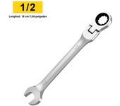 Flex Head Ratchet Combination Wrench Set, 1/4”-3/4”SAE, 72-Teeth Box End and Open End Spanner Gear Wrench with Cr-V Constructed