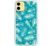 Funda compatible con iPhone 11 - Patron plumas blancas con fondo