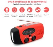 Radio Portátil De Mano Con Crank Solar Y USB 5000mAh LED De Emergencia Flashlight Power Bank AM/FM/WB NOAA Weather Radio Para Exteriores