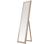 Espejo de Pie de Madera 157x37 cm – Marco MDF Blanco Decapado, Estilo Nórdico, Pie Regulable