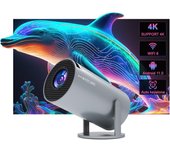 Proyector Portatil, 4K Mini Proyector Pantalla Proyector con Android 11,2. 4/5G WiFi Bluetooth 5,0, Giro de 180 Grados,Keystone Automática Proyectores, Compatible con Teléfono/PC (Gris Negro)