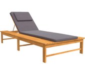 vidaXL Tumbona con cojín y almohada madera maciza acacia Cojín de color Gris oscuro o crema Sillas de Exterior Ideal para jardín, playa, piscina, terraza Tumbona Piscina Tumbonas Playa Tumbonas Jardín Exterior