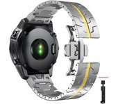 Titanium Color Strap For Garmin Fenix 5 5X 5XPlus 6 6X 6XPro 7x Stainless Steel Metal Band 26 22mm For Garmin Forerunner 945 935