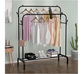 MiKoMiKa Perchero Estanteria Metalico para Ropa Resistente, Perchero Portátil De Metal con Doble Riel Y Estante De Almacenamiento De 2 Capas, Percha Independiente para Dormitorio, Sostiene 40 Kg…Perchero Metalico Burro (ROPA-001 1790 D7)
