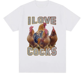 I Love Cocks Funny Roosters Meme T-shirt Chicken Enthusiast Short Sleeve T-shirt Women's Extra Large T-shirt Street Clothing