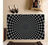 3D Illusion Black and White Checkerboard Floor Mat Bedroom Kitchen Door Bath House Super Absorbent Foot Non-slip