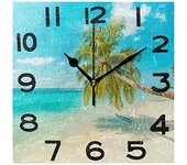 Reloj de pared cuadrado con estampado de puerta de granero de madera con estilo 3D, reloj de escritorio silencioso analógico de cuarzo con pilas de 8 pulgadas para el hogar, la oficina y la escuela