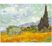 Panel decorativo del museo, listo para colgar. Van Gogh Vincent-Maizal con Cyprusses - Cm 120x90