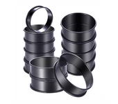 Anillos antiadherentes para Muffin, paquete de 12 anillos de acero inoxidable de 3,15 pulgadas, doble rollo para tartas y hornear
