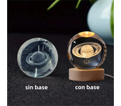 1Pc 6cm Crystal Ball Night Light Planet Laser Engraved  Birthday Gift Glass Sphere Home Desktop Decoration with Wooden USB Base