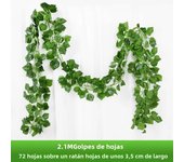 2.1M Artificial Plant Green Ivy Leaf Garland Silk Wall Hanging Vine Home Garden Decoration Wedding Party DIY Fake Wreath Leaves