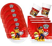 ZIRIZON - Vajilla  para Fiesta Patrulla Canina 6 Invitados con platos de cartón, vasos y servilletas , vajilla compostables, biodegradables,vajilla de fiesta de cumpleaños
