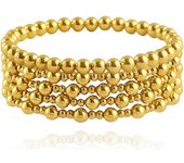 Pulseras de Oro para Mujer, delicadas pulseras de cuentas chapadas en oro, pulseras apilables de Bolas de Oro, pulseras elásticasde cuentas de Oro para Mujer, 4 Unidades