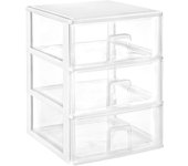 COM-FORT HOUSE  Cajonera Apilable de Plástico  Modelo Transparente  Color Blanco   Cajones de Almacenamiento Modular