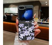 Little Flowers Folding Phone Case For Samsung Galaxy Z Flip 6 5 4 3 Leather Texture TPU Cover For Samsung Z Flip6 Flip5 Flip4 5G