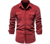 Camisa básica de pana japonesa de algodón de otoño para hombre, camisa informal ajustada, nueva chaqueta de manga larga para hombre