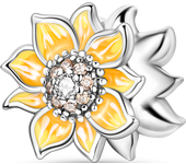 925 Silver Plated Flowers Charms Beads Pendants Sunflower Butterfly Dangle fit Original Bangle Bracelet CZ Pave Jewelry Making