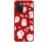 Funda Silicona Líquida Roja para ZTE Blade A72 diseño Cerdos Dibujos