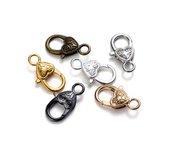 5/10pcs/lot 27x14mm Gold Silver Plated Rhodium Heart Shaped Lobster Clasp Hooks for Necklace&Bracelet Chain DIY Jewelry Making