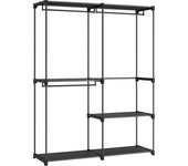 SONGMICS Armario de Ropa, Perchero, Burro Ropa, 138 x 43 x 182 cm, 3 Secciones para Colgar, con Compartimentos, Gran Capacidad, para Dormitorio, Salón, Lavandería, Negro Tinta/Topo