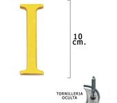 Letra latón i 10 cm. con tornilleria oculta (blister 1 pieza)