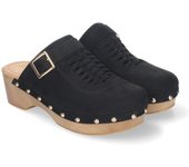 PuntoSalao Zuecos de tacón y plataforma pala hebilla y tachuelas mujer color negro DB-3241