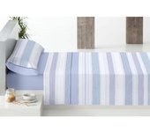 Juego de Cama Elia Abecé Casa - Suaves y Cómodas - Diseño de Franjas Horizontales - Tonos de Azul