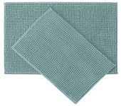 Juego de alfombras de baño de 2 piezas, juego de alfombrillas de baño de felpa de chenilla suave de secado rápido con respaldo de goma, juego de alfombras de baño absorbentes, alfombras de baño lavables para baño, blanco, 24 x 16 + 30 x 20