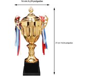 Gold Award Model Trophy Cups Plastic/Metal Sculpture Trophies 37/21/17cm Competition Soccer Craft Souvenirs Winner Medal