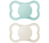 Mam Supreme Pack Chupetes Silicona +6M Neutro Y Azul 2Uds
