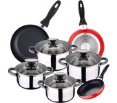 Bateria 8pc acero inoxidable apta para inducción + 3 sartenes 16/20/24 cm SAN IGNACIO