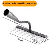 5/6/7/8 Teeth Iron Gardening Hoe Weeding Rake Farm Tool Grasping Raking Loosening Soil Nail Rake Tool Artifact Harrow Farm Tool