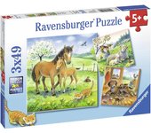 Ravensburger-Tres puzzles de 49 piezas - Animales ilustrados
