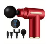 Portable Fascia Massage Gun LED Touch Screen Electric Percussion Pistol Massager Body Relaxation 4 Replaceable Massage Heads