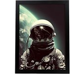 Nacnic Póster Dios Es Un Astronauta - Impresión en Papel de 250 Gr/m² - Marco de Madera MDF - Colgable y Apoyable