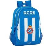 SAFTA - RCD ESPANYOL Mochila Adaptable a Carro Portamochilas con Bolsillos laterales portabotellas - Mochila Diseño Único y Licencia Oficial con dos compartimentos grandes - Mochila Hombreras y espalda ergonómicas y acolchadas - Mochila