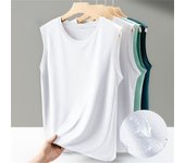 Men's solid color casual sleeveless tank top round neck Breathable Vest sweat drying tank top suitable for summer sports
